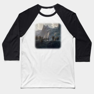 Beautiful mountain landscape in the fog Baseball T-Shirt